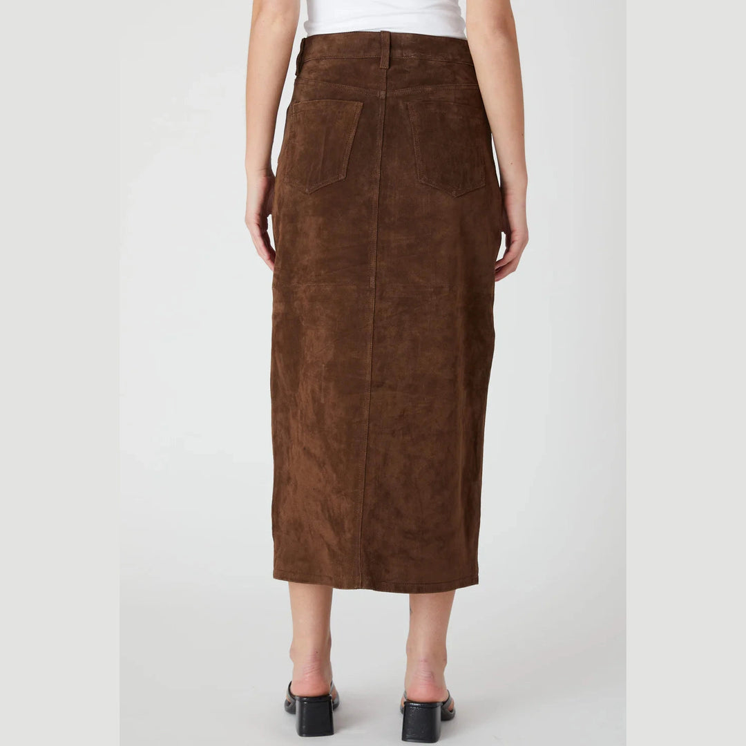 BlankNYC Black Coffee Leather Midi Skirt