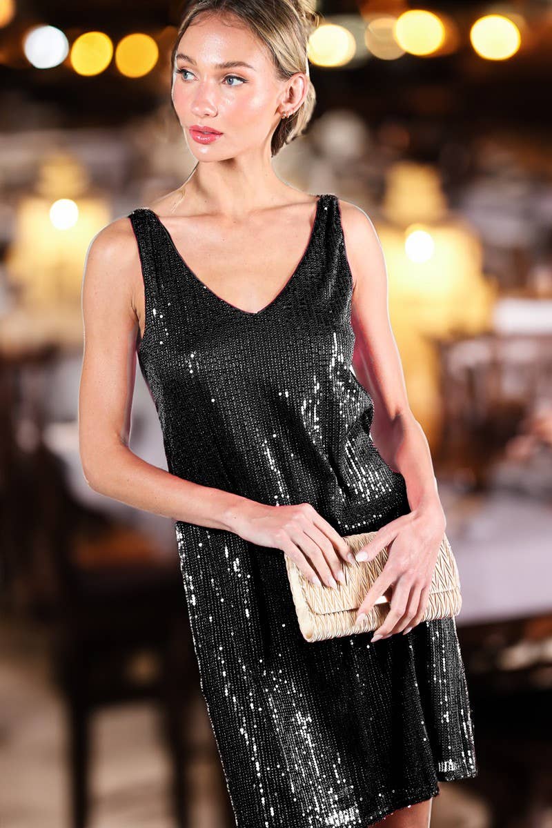Sleeveless Sequin Cocktail Dress