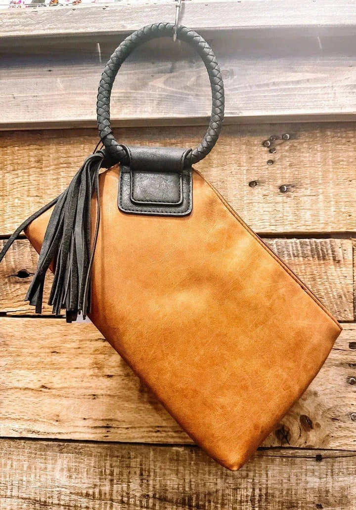 BP204 Fashion Cuff Handle Tassel Wristlet Clutch: Cow