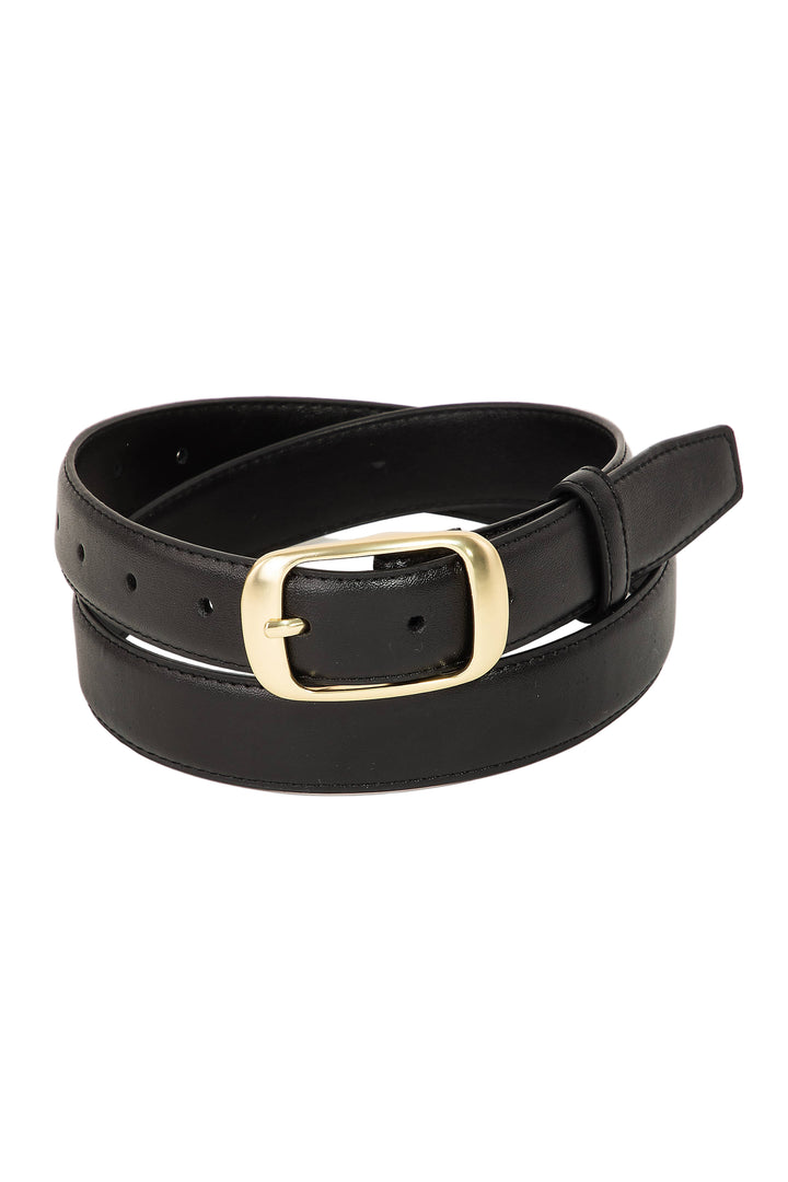 Solid Rectangle Buckle Leather Belt