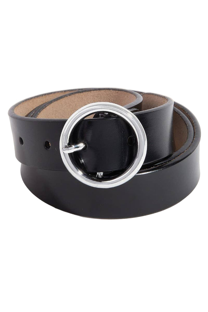 Round Ring Buckle Leather Belt