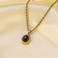 Gemstone Vintage Twist Chain Necklace DPJN0918: Black