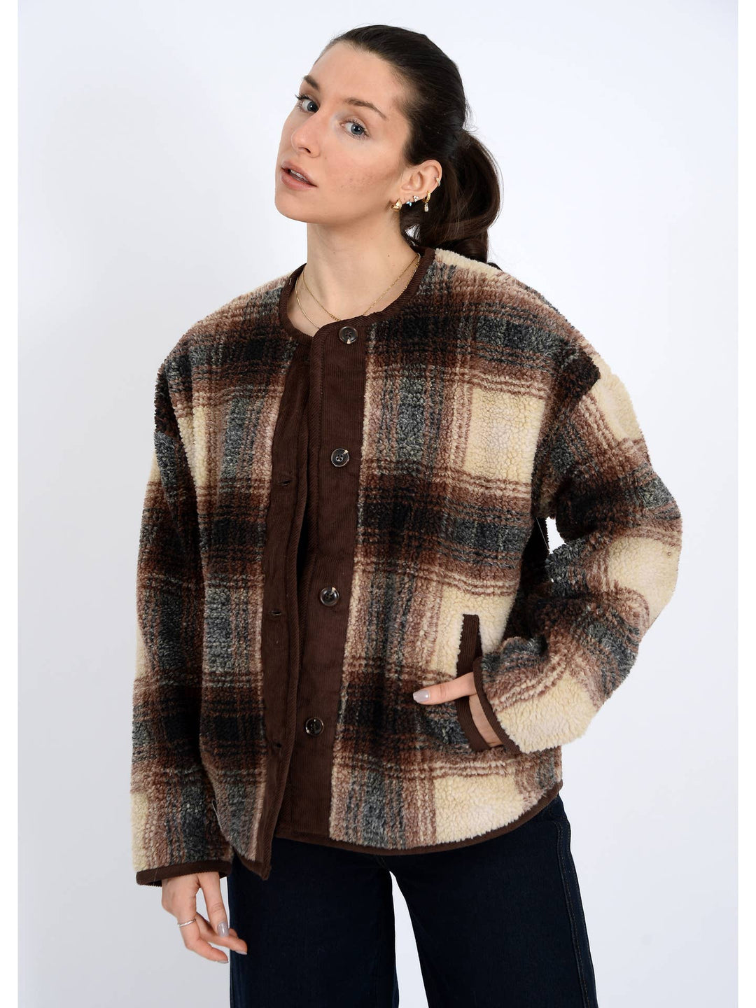 Lola's Room Sherpa Cord Trim Jacket