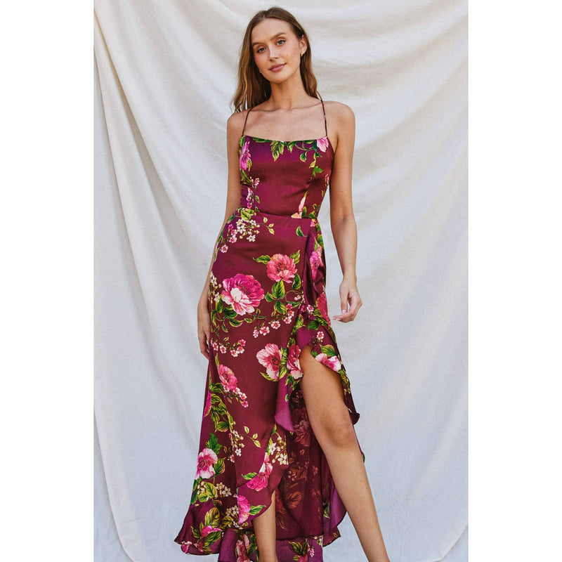 Perfect Option Open Back Ruffled Maxi Dress