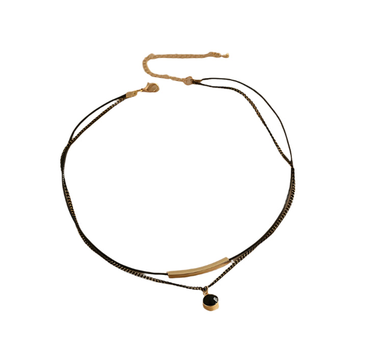 Ladies Black Circle Pendent Necklace