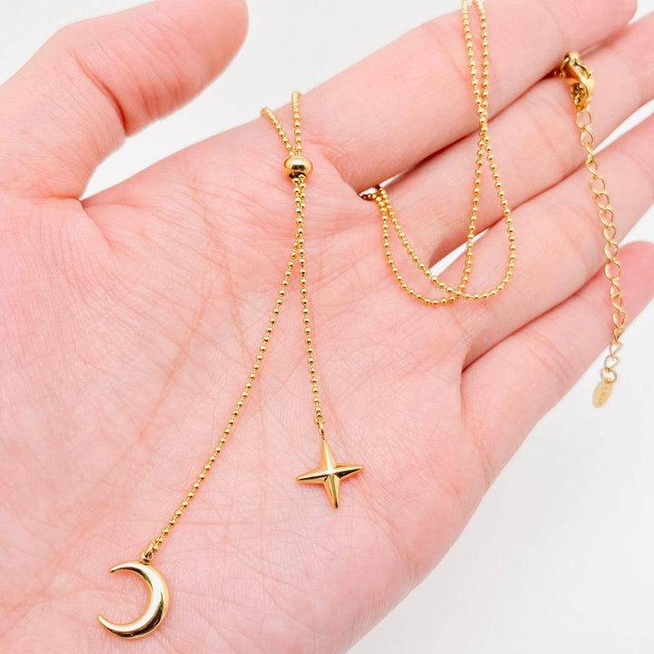 Star Moon Charm Necklace