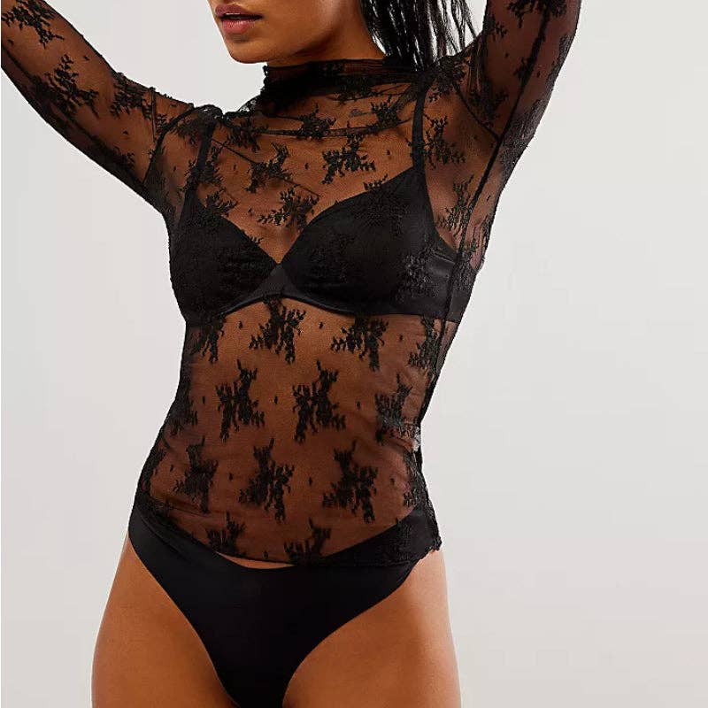 Lux Layering Floral Lace Mesh Top