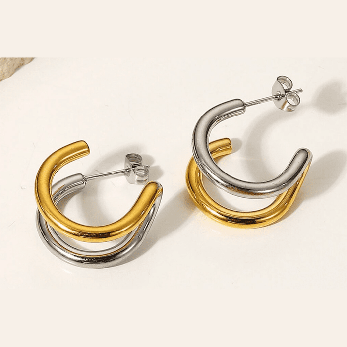 Double Hoop Two Tone Hoop Earrings