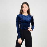crushed velvet long sleeve bodysuit