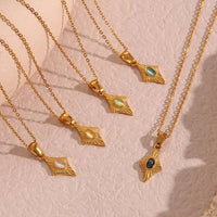 Simple Rhombus Cat's Eye Stone Pendant Neckalces DPJN2904: Black