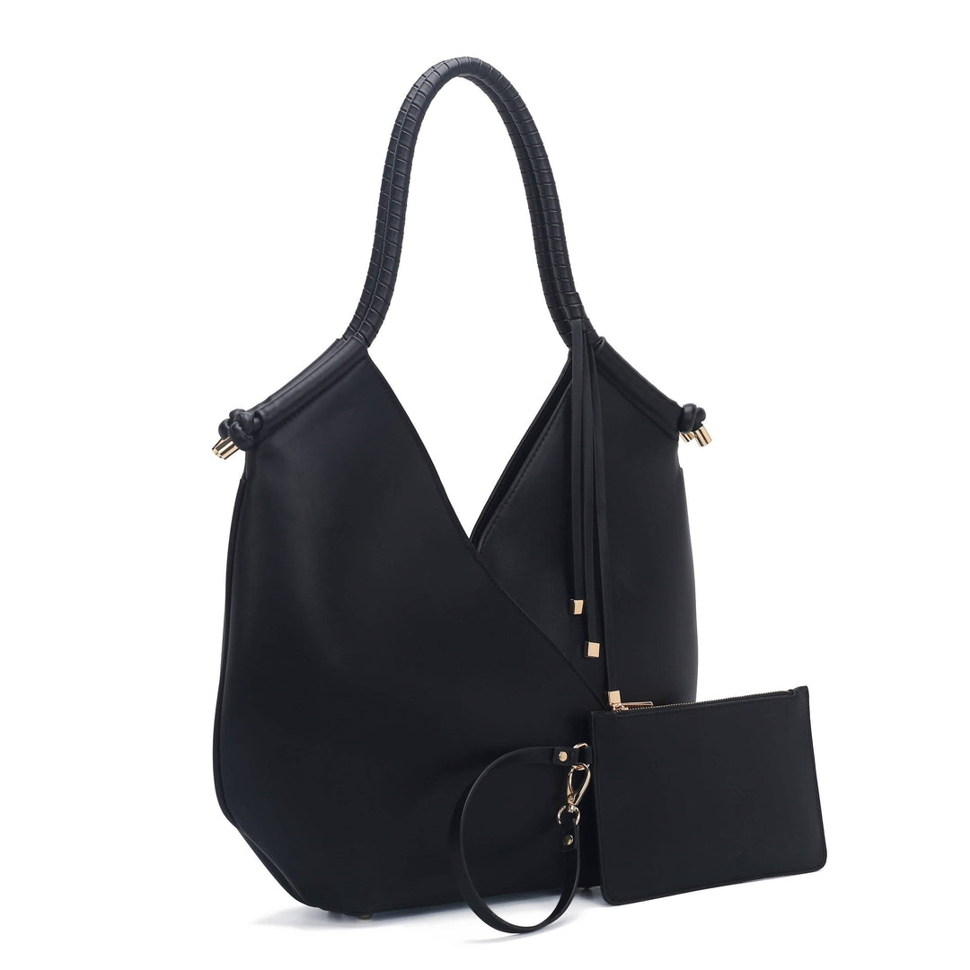 AS60156 Madison 2 in 1 Tote Bag and Wrislet Set: Black