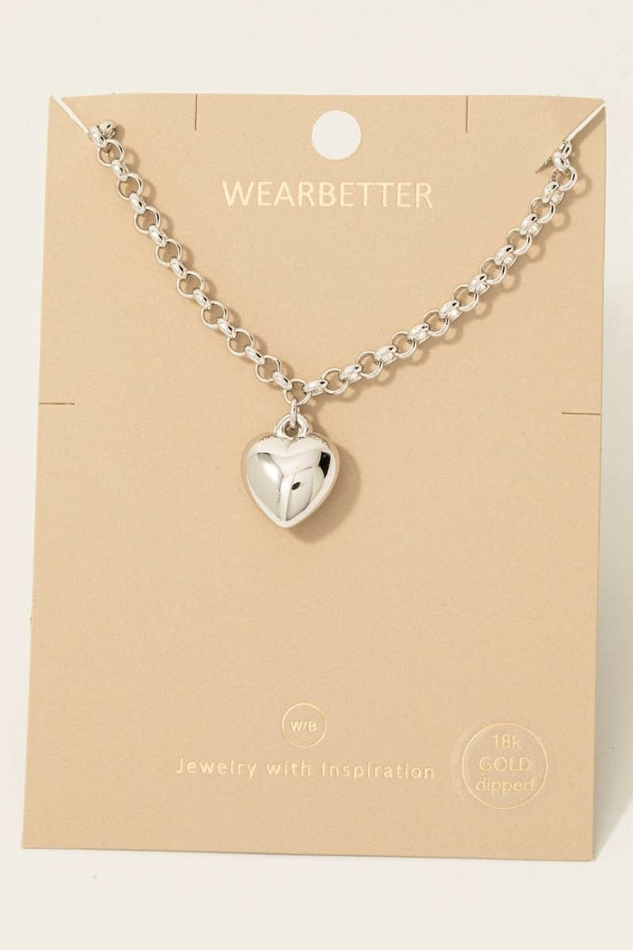 Dipped Heart Pendant Chain Necklace