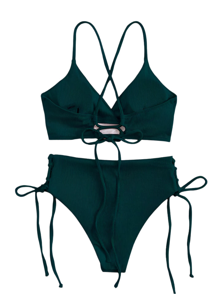 Solid Color Shoulder String Tie Bikini