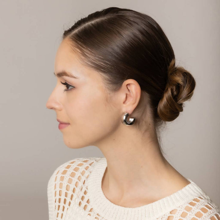 14K Dipped Chunky Half Hoop Post Earrings