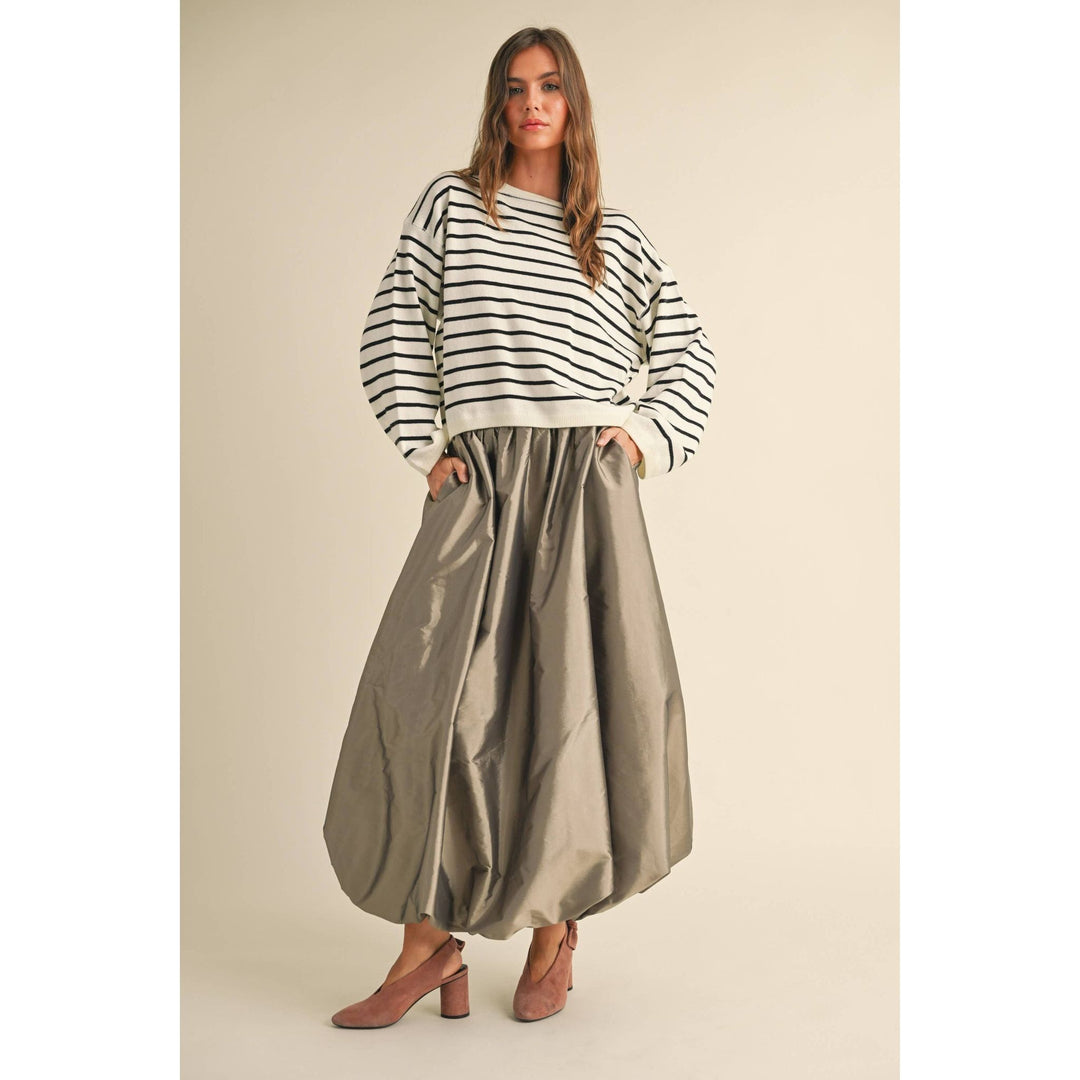 Metallic Ballon Long Skirt