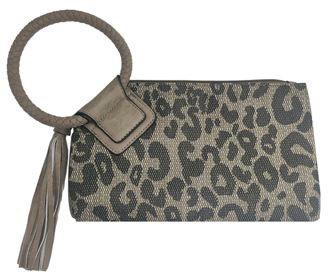 BP204 Fashion Cuff Handle Tassel Wristlet Clutch: Stone