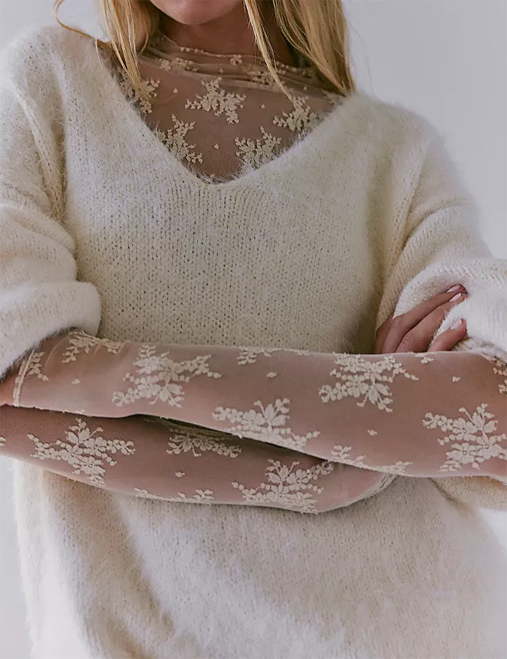 Lux Layering Floral Lace Mesh Top