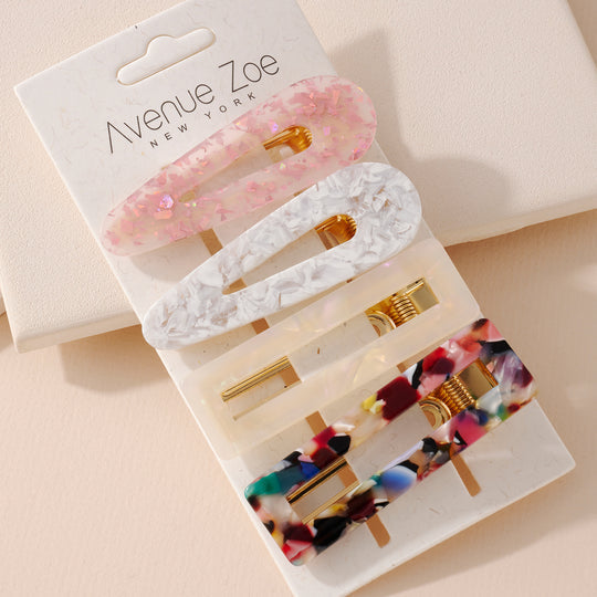 Set of 4 Mixed Acetate Hair Clips