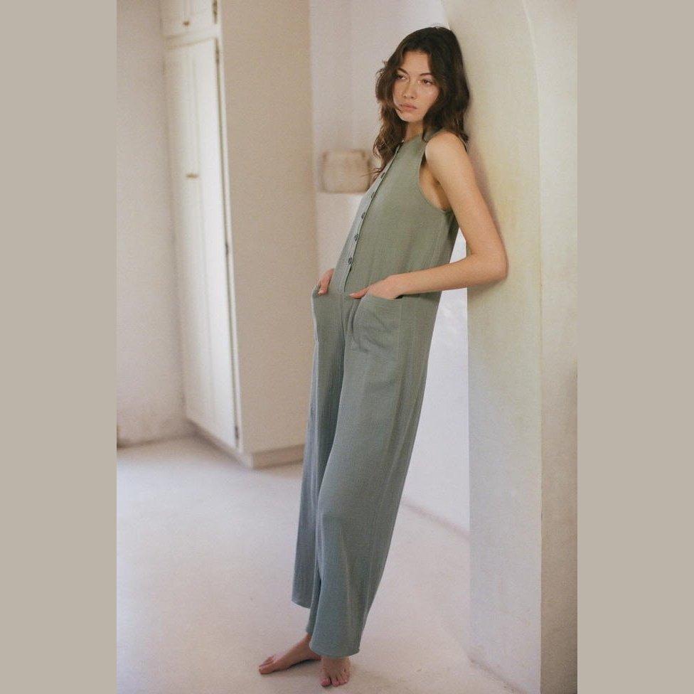 sage colour linen jumpsuit
