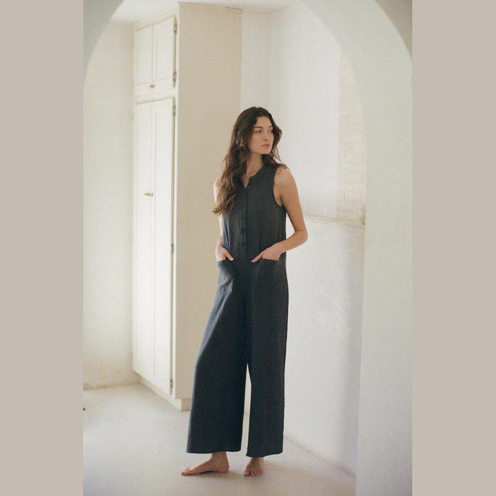 navy cotton gauze jumpsuit