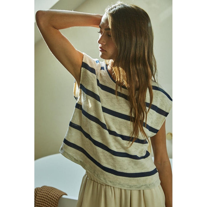 Knit Hacci Striped Sleeveless Top