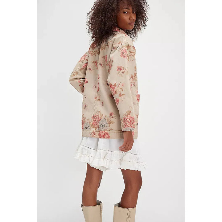 Free People Avery Denim Jacket Exploded Floral