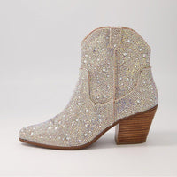 Django & Juliette Wagon Western Ankle Boot Silver