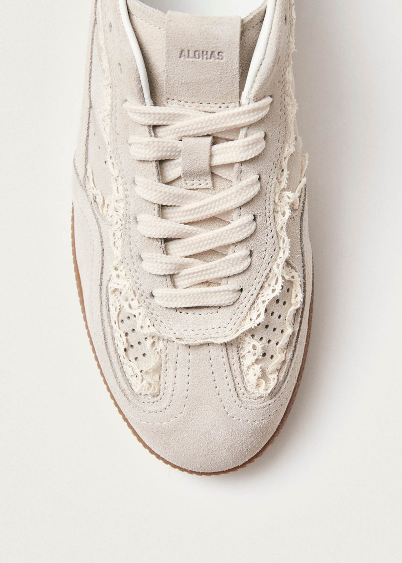 Alohas Crochet Cream Leather Sneakers