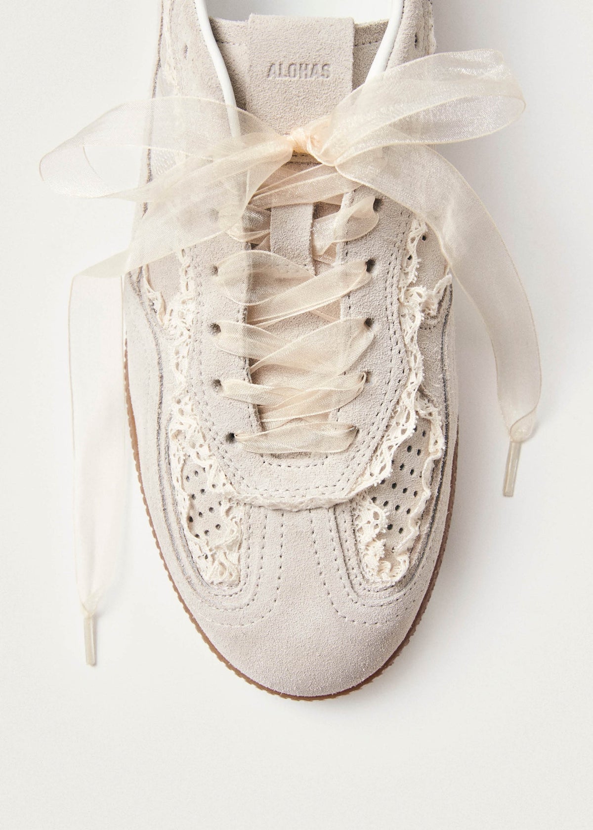 Alohas Crochet Cream Leather Sneakers