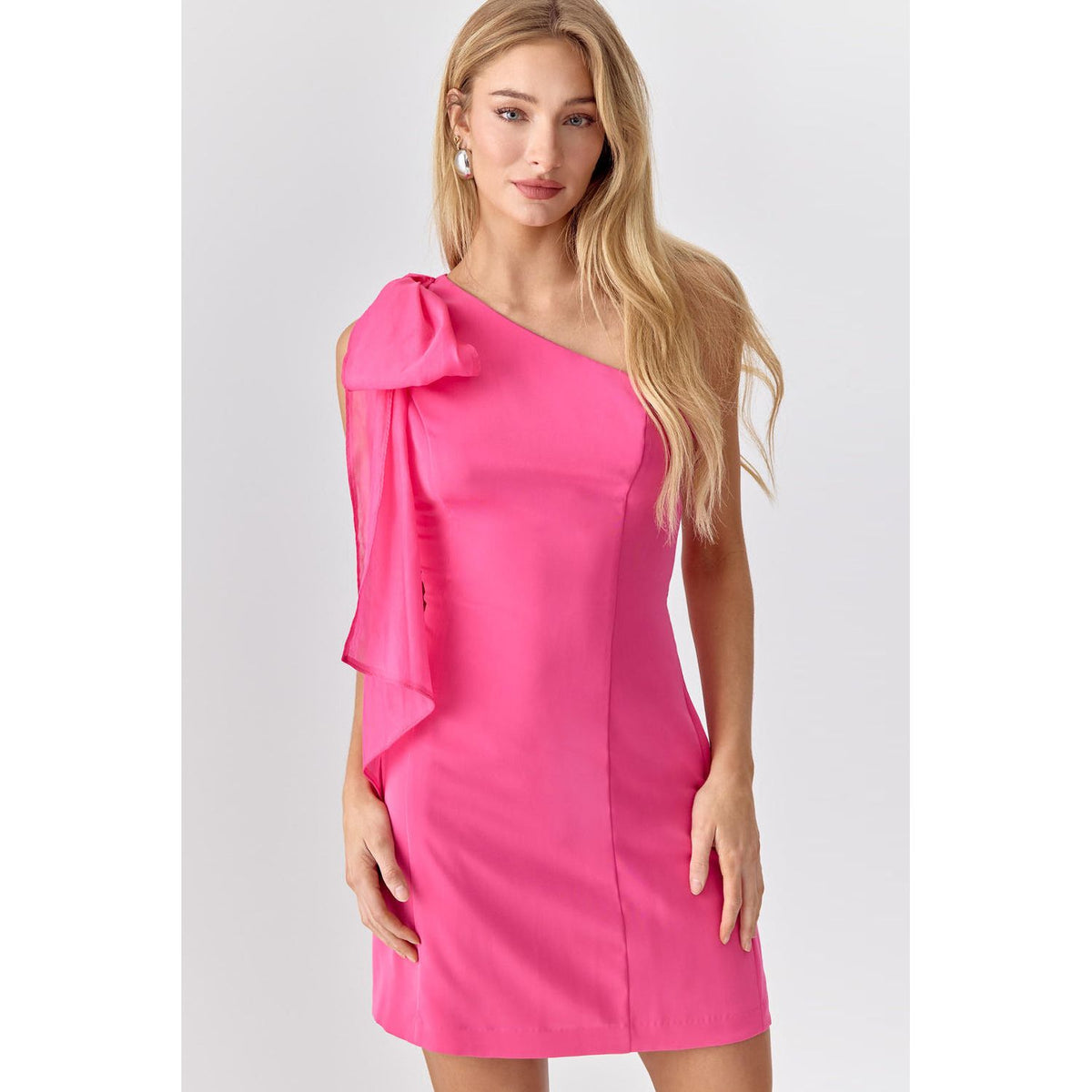 Adelyn Rae Avery One Shoulder Tie Mini Dress