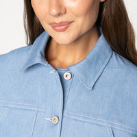 Naked and Famous Cropped Denim Jacket in Sakura Sky
