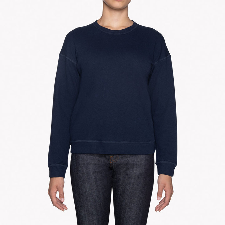 Naked & Famous Women's Weekend Crew Vintage Doubleface Navy
