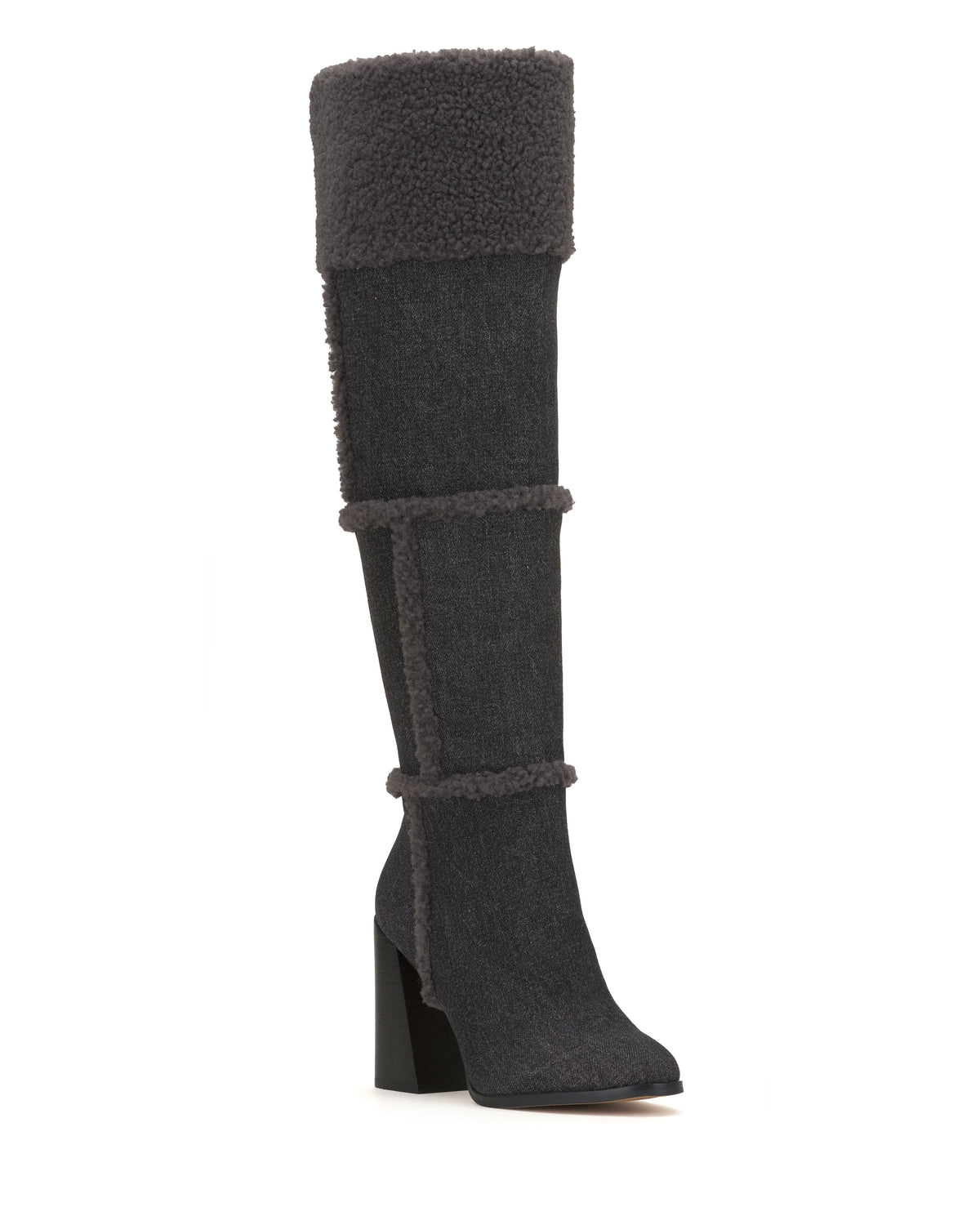Jessica Simpson Rustina Knee High faux shearling denim grey boot