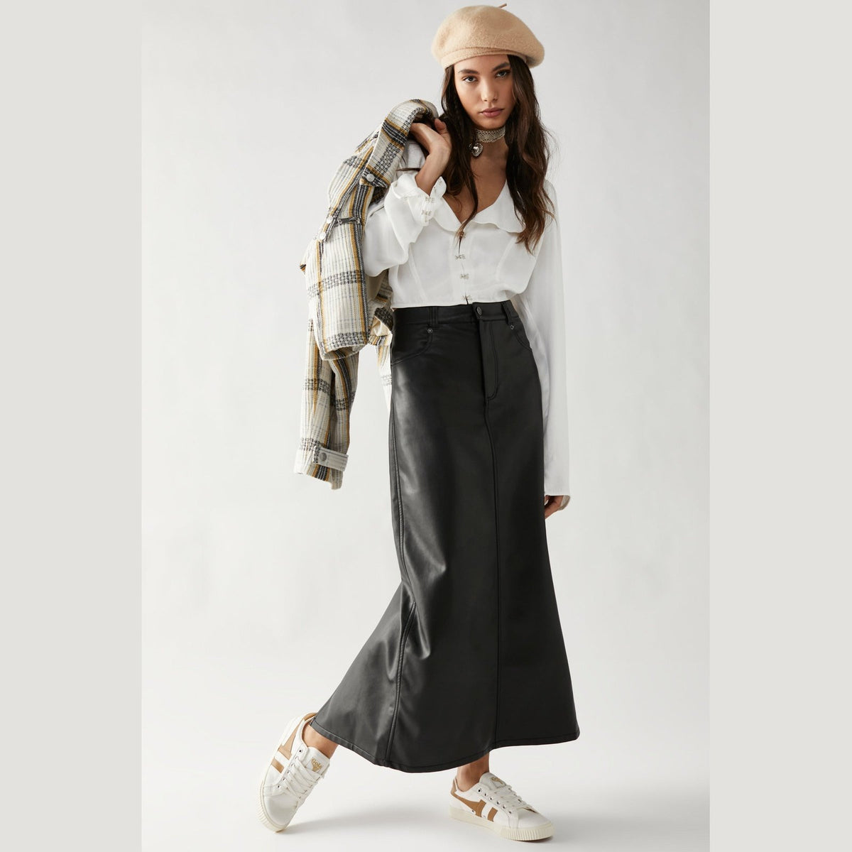 Free People City Sleeker Vegan Maxi Skirt