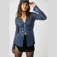 Free People Sequin Shirtee
