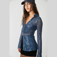 Free People Sequin Shirtee