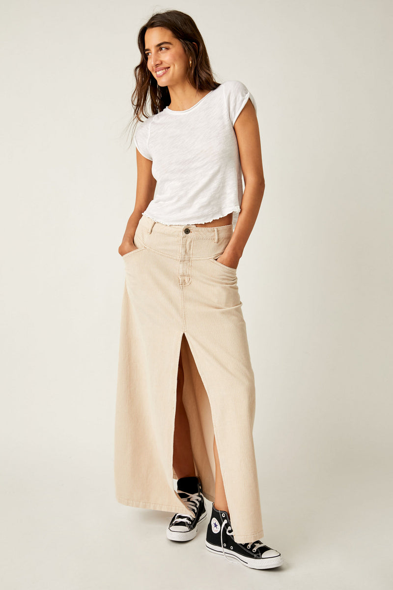 Free People Come As You Are Cord Maxi Skirt 