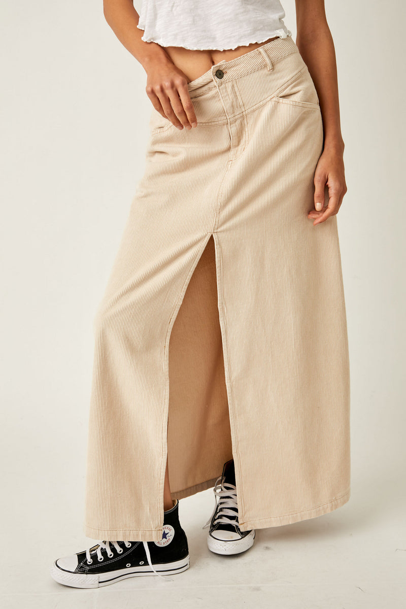 Free People Come As You Are Cord Maxi Skirt
