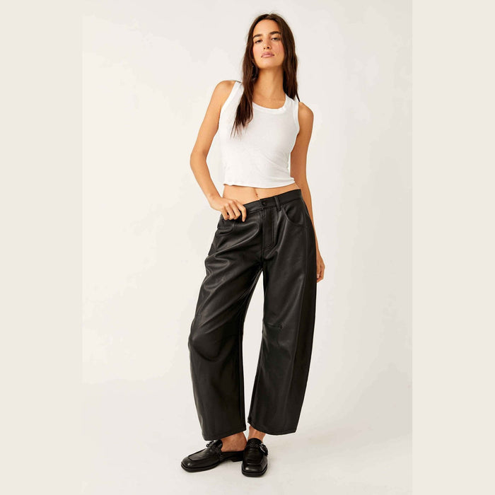 Free People Lucky You Mid-Rise Vegan Barrel Jeans