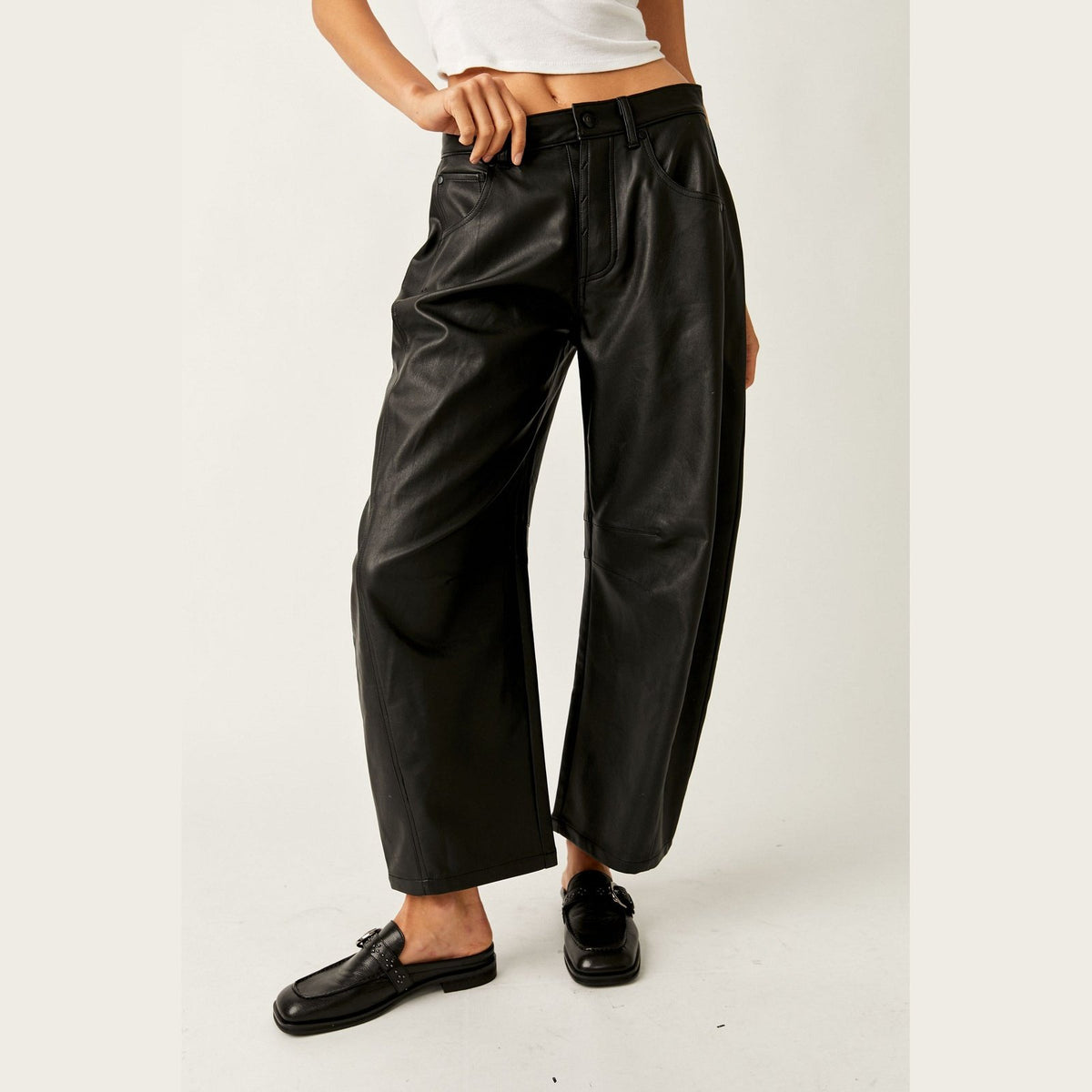Free People Lucky You Mid-Rise Vegan Barrel Jeans
