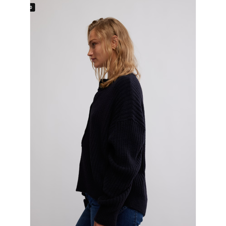 Free People Cocoa Henley Knit Sweater