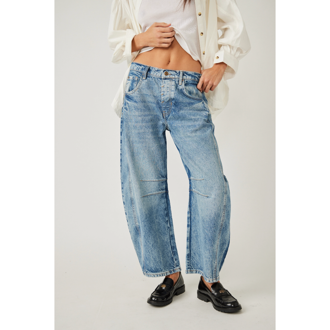 Free People Good Luck Barrel Jean Ultra Light Beam