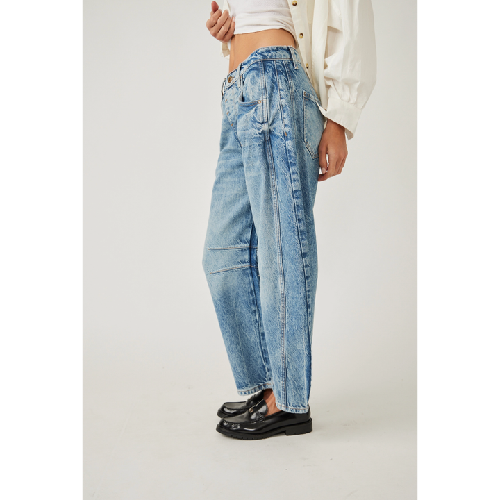 Free People Good Luck Barrel Jean Ultra Light Beam