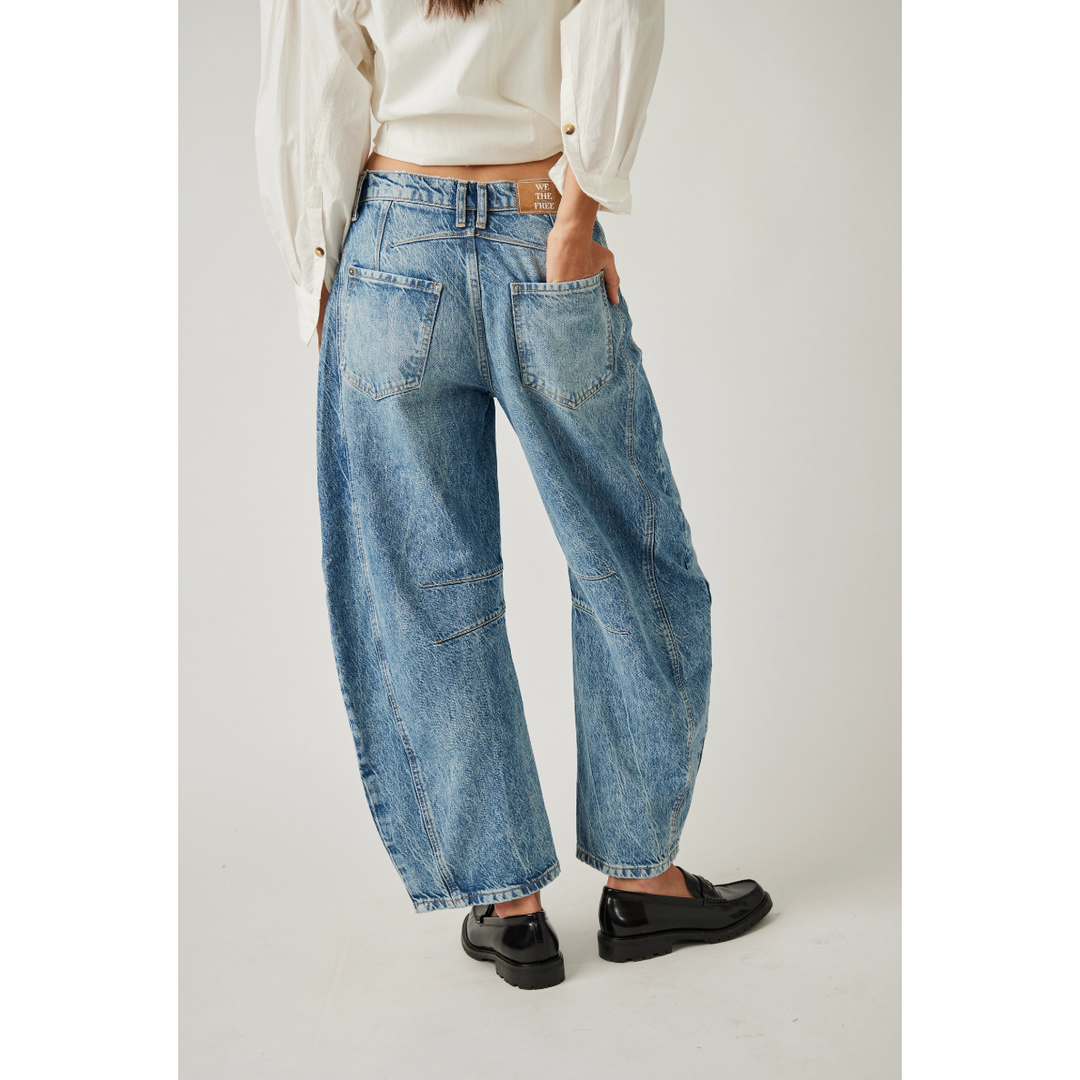 Free People Good Luck Barrel Jean Ultra Light Beam