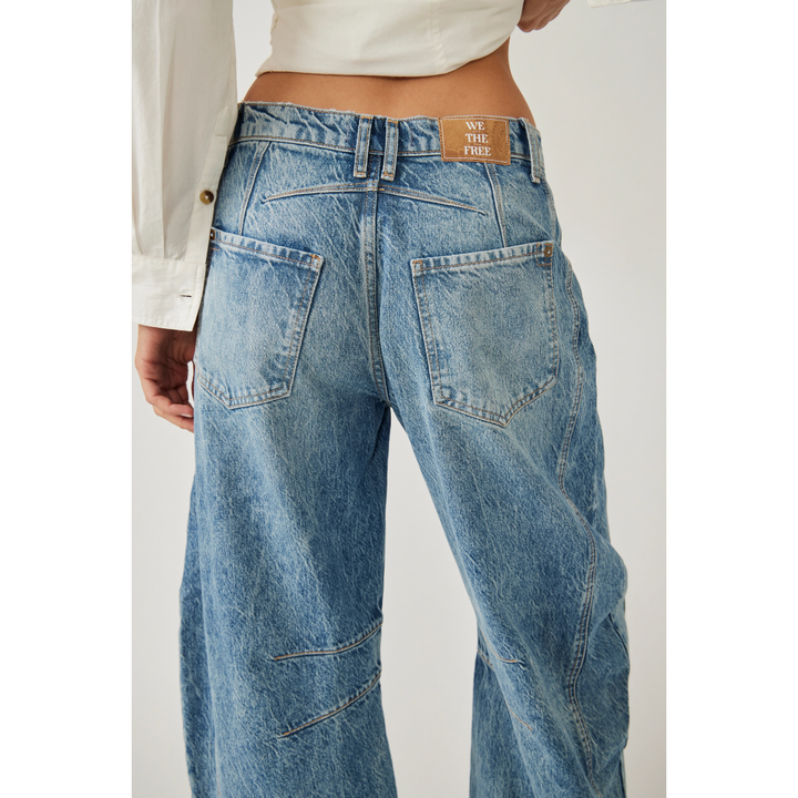 Free People Good Luck Barrel Jean Ultra Light Beam