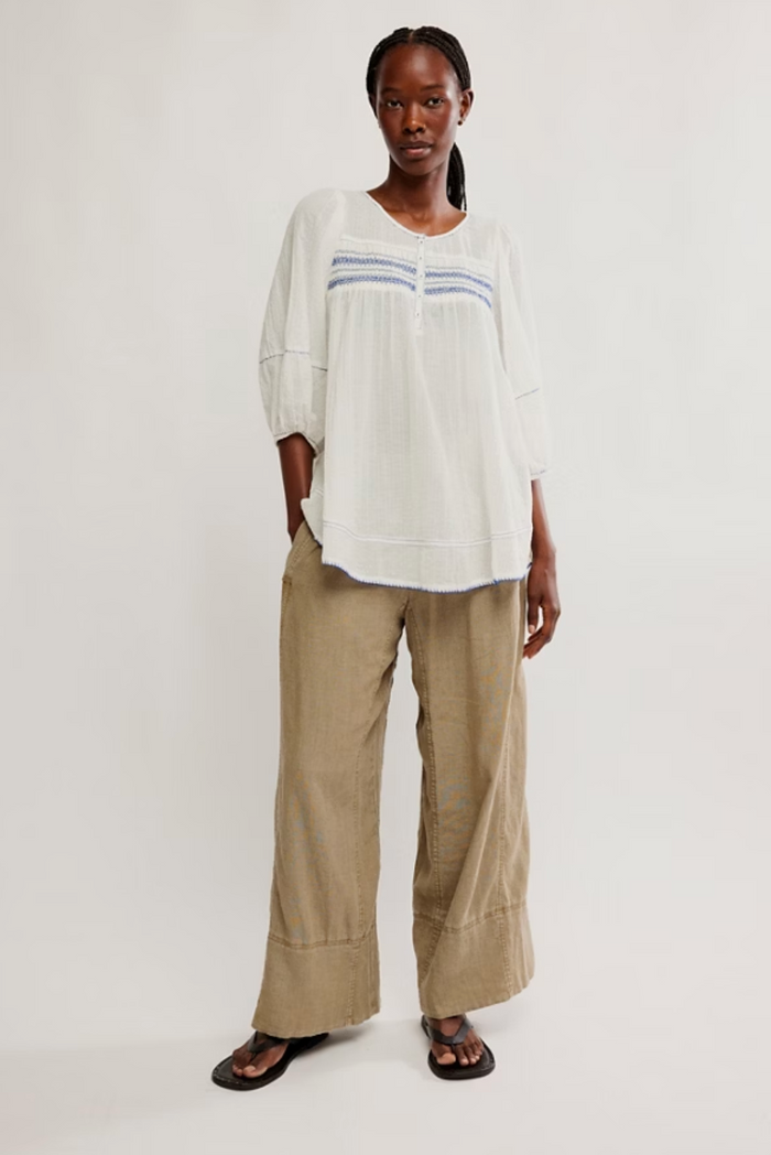 Free People Day's End Linen Pull-On Pants