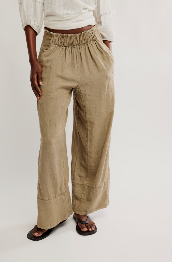 Free People Day's End Linen Pull-On Pants