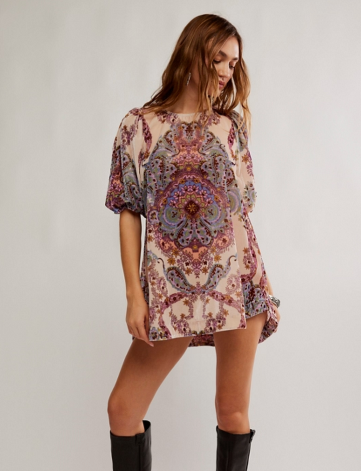 Free People Maye Printed Velvet Tunic