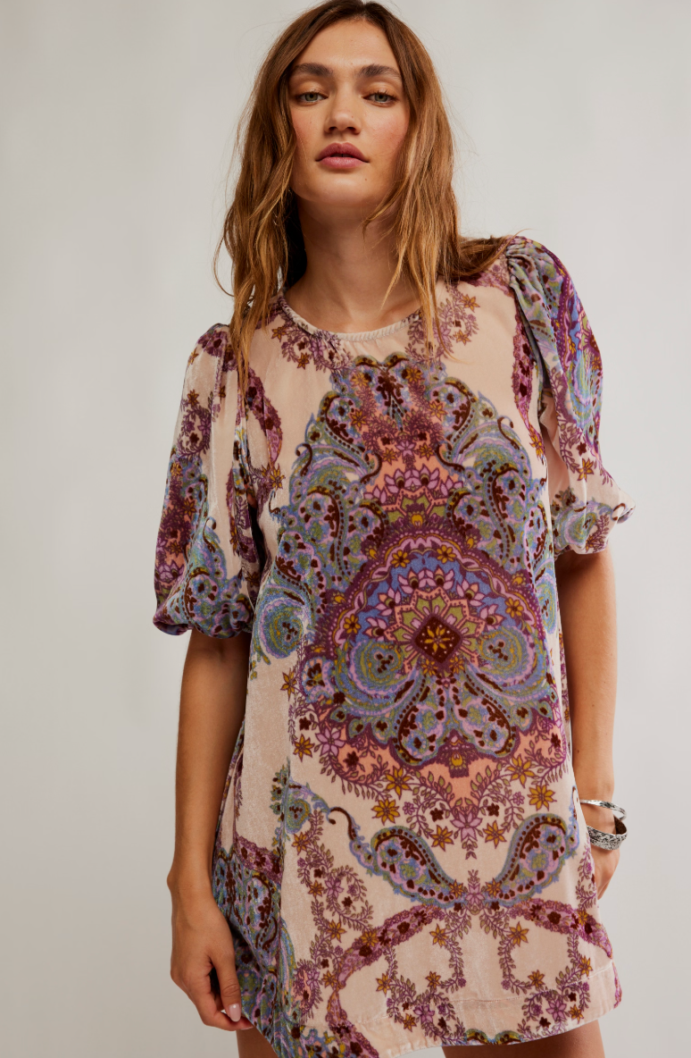 Free People Maye Printed Velvet Tunic