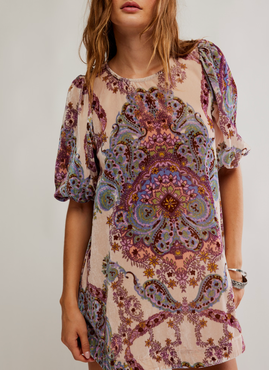 Free People Maye Printed Velvet Tunic
